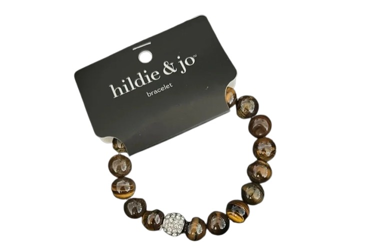 Tiger-Eye-Bracelet-with-Rhinestone-bead-Elastic-band